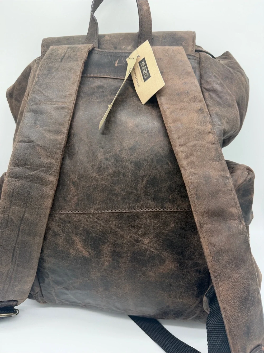 NWT Wilsons Leather Vintage Nebraska Distressed Leather Rucksack Backpack